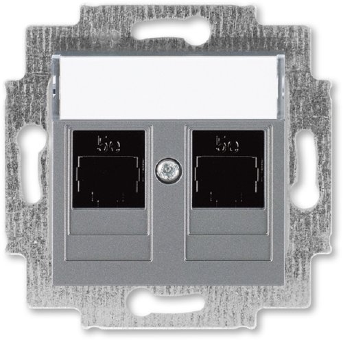 Розетка компьютерная без рамки ABB EPJ Levit 2-м. RJ45+RJ45 5e сталь картинка
